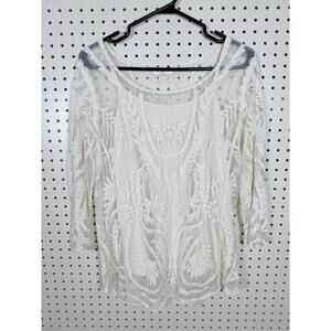 ADIVA White Lace Embroidered Blouse with tank size M
